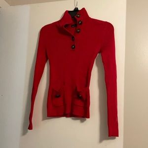Red women’s sweater with buttons